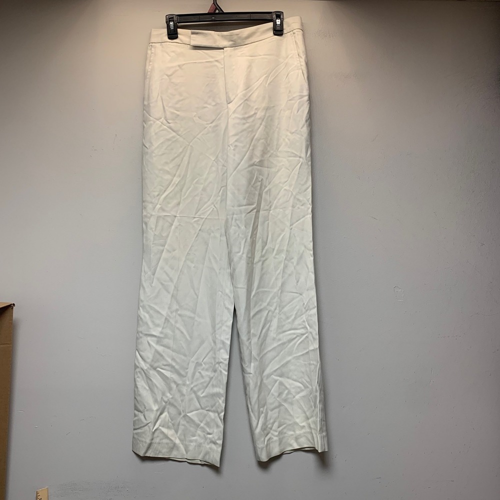 Banana Republic Silk Wide Leg Pants Women 10 Cream Excellent Luxury Twill